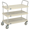 Nexel® Utility Cart, 3 Plastic Shelves, 18"W x 36"L x 39"H Polyurethane Brake Casters