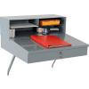 Global Industrial Wall Mount Shop Desk - Pigeonhole Compartment Riser 24"W x 22"D x 12"H Gray