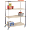 Nexelite® Vented Plastic Mat Shelf Truck, 48"L x 24"W x 69"H, Polyurethane Swivel Casters