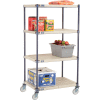 Nexelite® Vented Plastic Mat Shelf Truck, 30"L x 21"W x 60"H, Polyurethane Swivel Casters