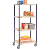 Nexelite® Vented Plastic Mat Shelf Truck, 30"L x 24"W x 60"H, Polyurethane Brake Casters
