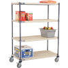 Nexelite® Vented Plastic Mat Shelf Truck, 42"L x 21"W x 60"H, Polyurethane Brake Casters