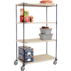 Nexelite® Vented Plastic Mat Shelf Truck, 48"L x 21"W x 69"H, Polyurethane Brake Casters