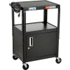 Steel Cart, Adj. 26" To 42" w/ Locking Security Cabinet And Electric