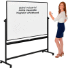 Global Industrial™ Mobile Reversible Whiteboard - 72 x 48 - Porcelain - Black Frame