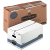 Fellowes Stor/File Legal Boxes w/ String & Button Closure, 24"L x 15"W x 10"H, White & Blue - Pkg Qty 12