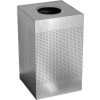 Rubbermaid® Silhouette SC18E Square Open Top Receptacle w/Liner, 20 Gallon - Silver Metallic