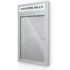 Balt® Outdoor Enclosed Bulletin Board Cabinet,1-Door 18"W x 24"H, Silver Trim, Platinum