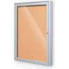 Balt® Outdoor Enclosed Bulletin Board Cabinet,1-Door 18"W x 24"H, Silver Trim, Nat. Cork