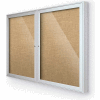 Balt® Indoor Enclosed Bulletin Board Cabinet,2-Door 60"W x 36"H, Silver Trim, Natural