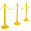 Mr. Chain Light Duty Plastic Stanchion Kit With 2"x50'L Chain, 41"H, Yellow, 6 Pack