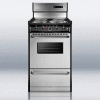 Summit TEM130BKWY - Deluxe 220V Electric Range, Slim 20"W, Stainless Steel Doors