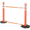 Retractable Cone Bar Barricade System, 2 Delineators, 2 Cone Bars, 2 10Lb Bases