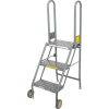 3 Step Folding Rolling Ladder Stand - Perforated Tread - KDMF103166