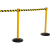 Yellow Post Safety Barrier, 11 Ft., Yellow/Black Belt - Pkg Qty 2