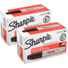 Sharpie® Permanent Marker, Chisel, Black Ink, Anti-Roll Barrel - Pkg Qty 12