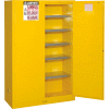 Justrite 60 Gallon 2 Door, Manual, Paint & Ink Cabinet, 43"W x 18"D x 65"H, Yellow
