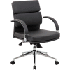 Boss Executive Office Chair with Arms - Vinyl - Mid Back - Black