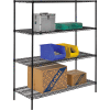 Nexel® Black Epoxy, 4 Tier, Wire Shelving Starter Unit, 60"W x 24"D x 74"H