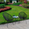 DUKAP® Outdoor Sassio 3 Piece Conversation Patio Set, Black