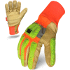 Ironclad EXO-HVIP5-05-XL EXO Hi-Viz Insulated Leather Gloves, Cut 5, 1 Pair, Tan/Hi-Viz Orange, XL