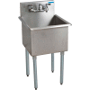 BK Resources® 1-Compartment Budget Sink, 24 X 24 X 14 Deep, 8 Faucet Holes, Galvanized Legs