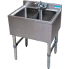 BK Resources BKUBW-224S, Stainless Steel Underbar 2-Comp Sink-24"Lx18-1/4"Wx32-1/2"H