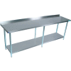 BK Resources Workbench W/Undershelf, 18 Ga. 430 Series Stainless, 1-1/2" Backsplash, 96"Wx18"D