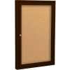 Balt® Outdoor Enclosed Bulletin Board Cabinet,1-Door 24"W x 36"H, Coffee Trim, Natural Cork