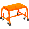 Perforated 16"W 1 Step Steel Rolling Ladder 20"D Top Step - Orange - 11820PSU-O