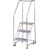 Ribbed 4 Step 18"W Aluminum Rolling Ladder 10"D Top Step, Spring Loaded - A4SH