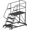 4 Step Heavy Duty Steel Mobile Work Platform W/ Handrails - 24" x 36" Platform - SEP4-24-36PD
