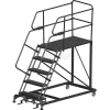 5 Step Heavy Duty Steel Mobile Work Platform W/ Handrails - 36" x 48" Platform - SEP5-36-48PD