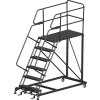 6 Step Heavy Duty Steel Mobile Work Platform W/ Handrails - 36" x 60" Platform - SEP6-36-60PD