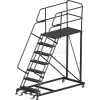 7 Step Heavy Duty Steel Mobile Work Platform W/ Handrails - 36" x 36" Platform - SEP7-3636PD