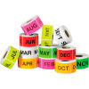 12 Months Of The Year Easy Order Labels, 3&quot;L x 2&quot;W, Assorted Colors, 12 Rolls of 500