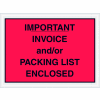 Full Face Envelopes - "Important Invoice and/or Packing List Enclosed" 4-1/2 x 6" Red - 1000/Case