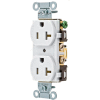 Bryant CRS15W Commercial Grade Duplex Receptacle, 15A, 125V, White, Side Wired