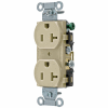 Bryant CRS20I Commercial Grade Duplex Receptacle, 20A, 125V, Ivory, Side Wired