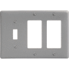Bryant NP1262GY Toggle Styleline Combo Plate, 3-Gang, Standard, Gray Nylon, 1 Toggle
