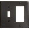 Bryant NP126BK Toggle Styleline Combo Plate, 2-Gang, Standard, Black Nylon