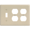 Bryant NP182I Toggle Duplex Combo Plate, 3-Gang, Standard, Ivory Nylon