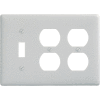 Bryant NP182W Toggle Duplex Combo Plate, 3-Gang, Standard, White Nylon