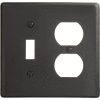 Bryant NP18BK Toggle Duplex Combo Plate, 2-Gang, Standard, Black Nylon