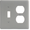 Bryant NP18GY Toggle Duplex Combo Plate, 2-Gang, Standard, Gray Nylon
