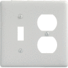 Bryant NP18W Toggle Duplex Combo Plate, 2-Gang, Standard, White Nylon