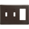 Bryant NP226 Toggle Styleline Combo Plate, 3-Gang, Standard, Brown Nylon, 1Toggle