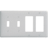 Bryant NP2262W Toggle Styleline Combo Plate, 4-Gang, Standard, White Nylon, 2 Toggle