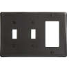 Bryant NP226BK Toggle Styleline Combo Plate, 3-Gang, Standard, Black Nylon, 2 Toggle