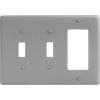 Bryant NP226GY Toggle Styleline Combo Plate, 3-Gang, Standard, Gray Nylon, 2 Toggle